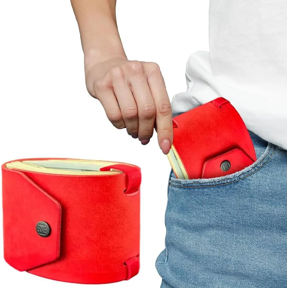 The Cash Wrap Wallet,Fast Cash Access Money Holder,Simple Wallets for Cashs Leather Money Holder Travel,Handy Purse Bands with Magnetic Clasp,Travel Card for Outdoor Travel Family (Grey)
