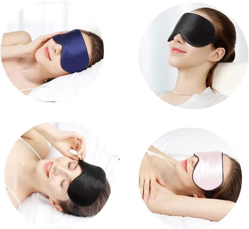 Tim & Tina 100% Silk Sleep Mask Comfortable,Super Soft Blindfold Eye mask Block Light for Sleeping,Shift Work,Naps,Travel,Yoga with Adjustable Strap (Black)