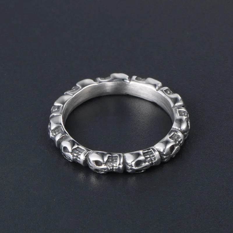 Titanium Steel Skull Series Thin Couple Rings for Men and Women