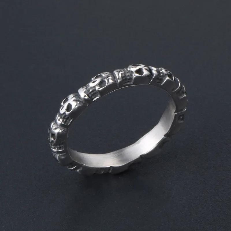 Titanium Steel Skull Series Thin Couple Rings for Men and Women