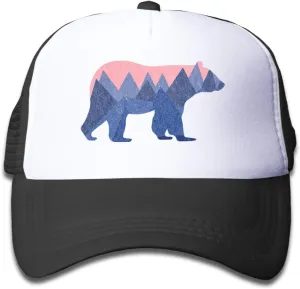 Toddler Trucker Hat, Snapback Bear Mountain Kids Mesh Baseball Cap for Boys and Girls 2-6 Year Old