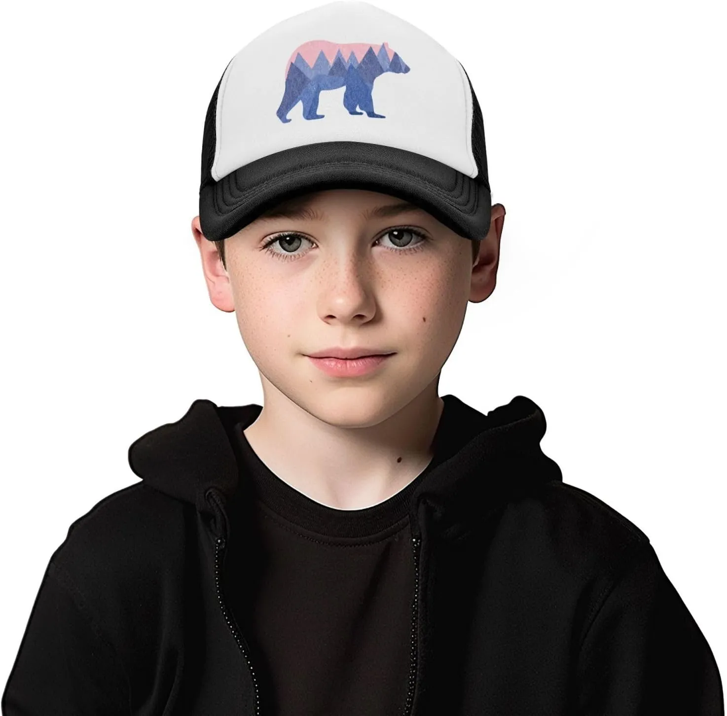 Toddler Trucker Hat, Snapback Bear Mountain Kids Mesh Baseball Cap for Boys and Girls 2-6 Year Old