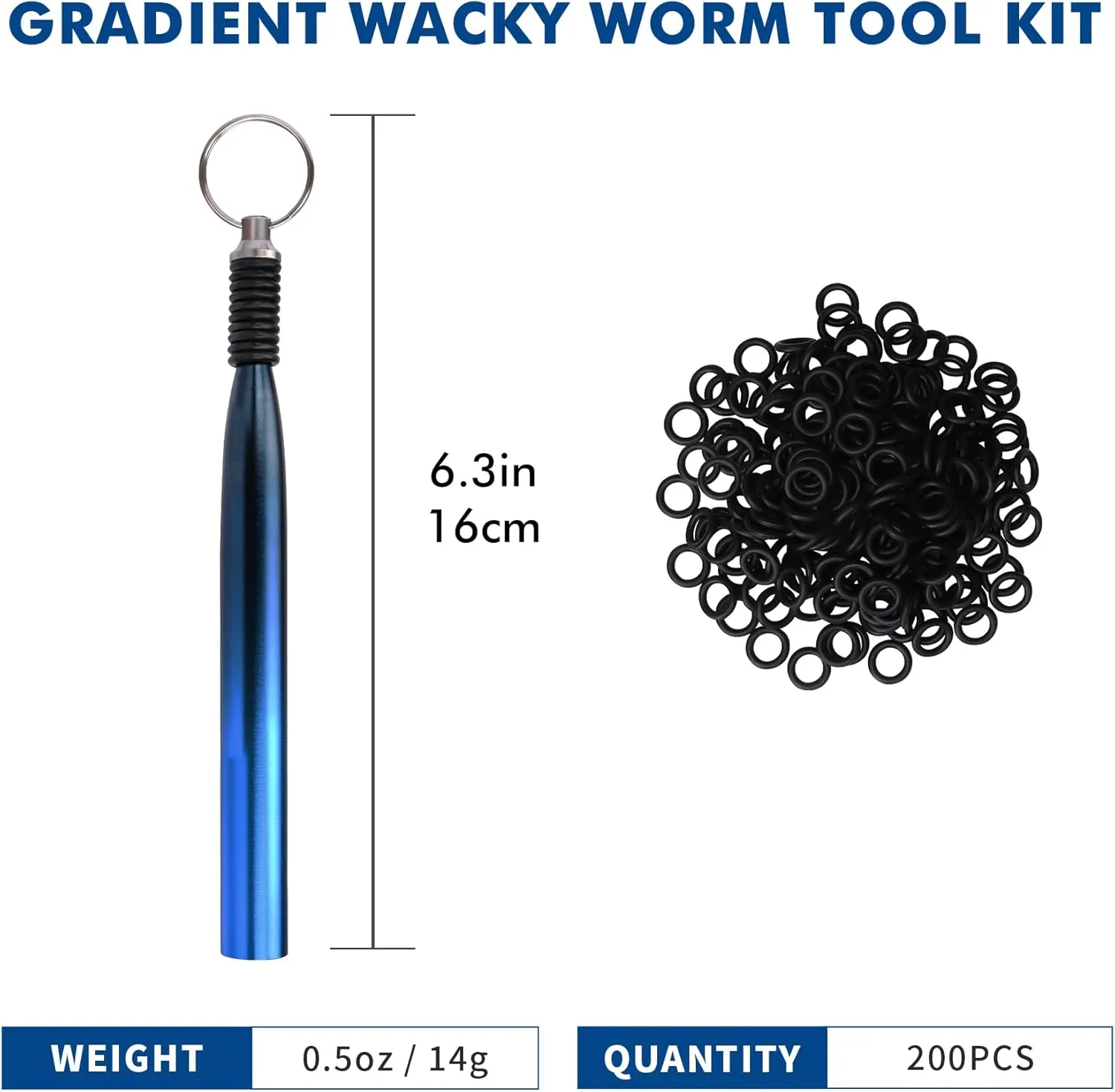 TRUSCEND Gradient Fishing Wacky Rig with Silicone O Rings 210Pcs for 3"-4" and 5"-7" Worm Lures, Ultra-Smooth Downriggers Tube for Easy Installation and Great Protection of Stick Bait, Must-Have Gear