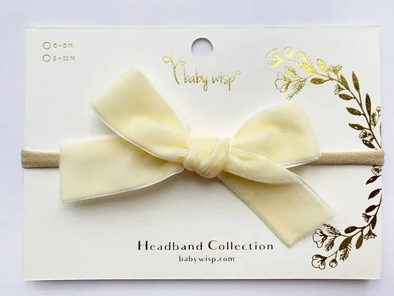 Velvet Hand Tied Infant Bow Headbands