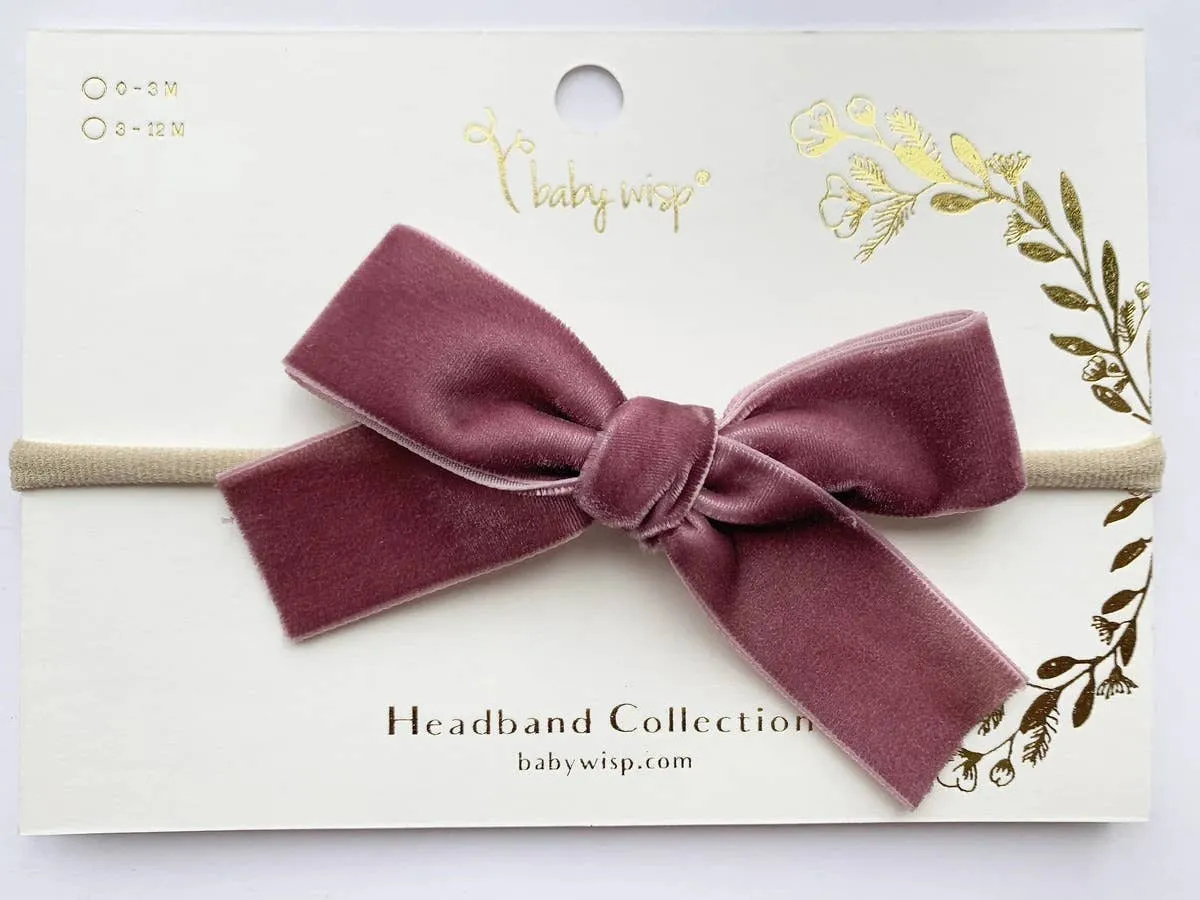 Velvet Hand Tied Infant Bow Headbands