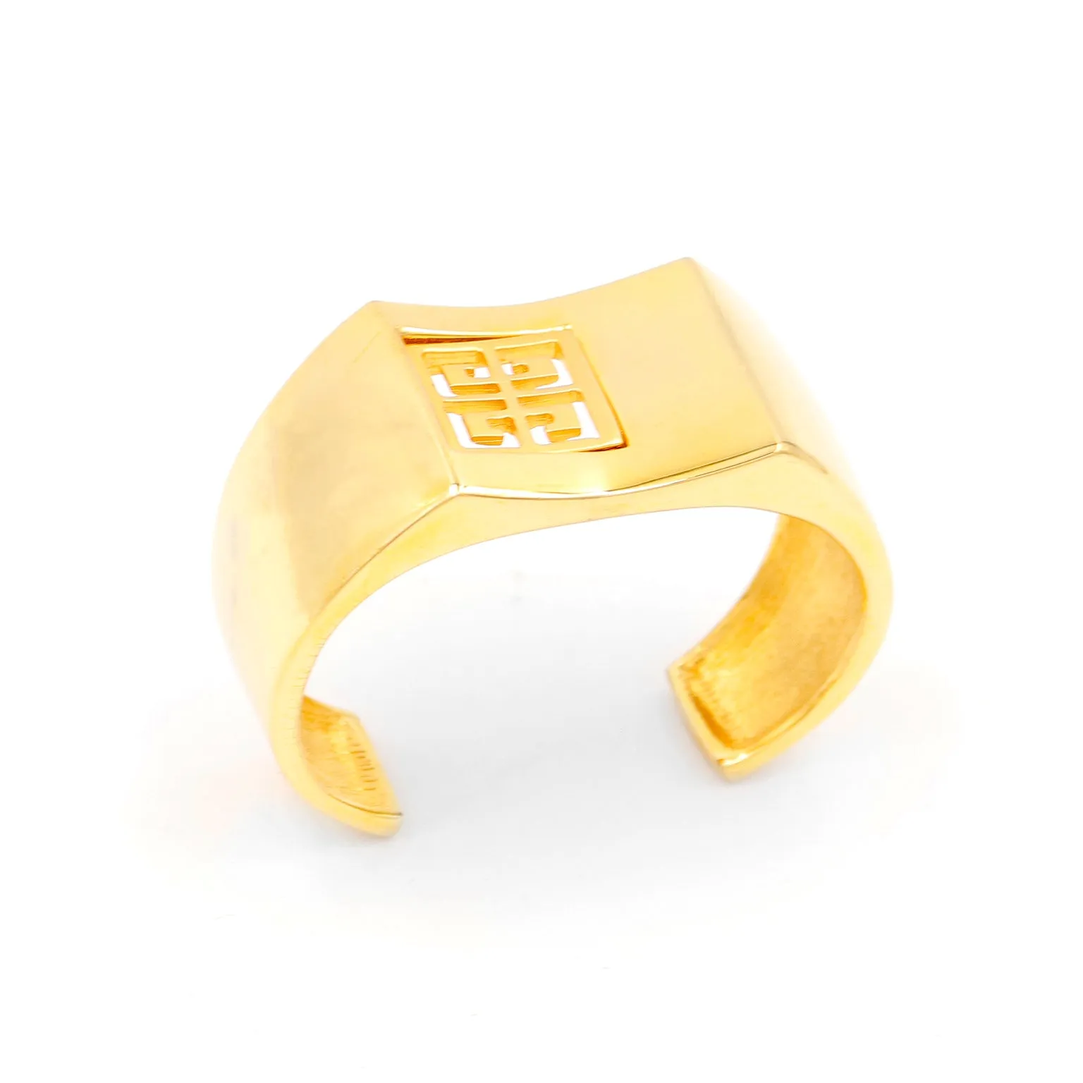 Vintage Givenchy Gold Plated Logo Cuff Bracelet
