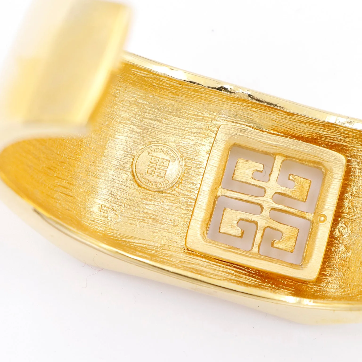 Vintage Givenchy Gold Plated Logo Cuff Bracelet