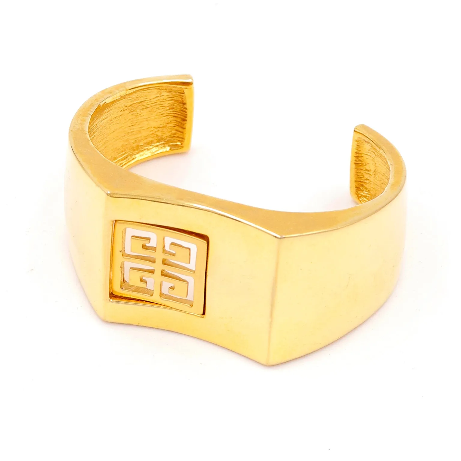 Vintage Givenchy Gold Plated Logo Cuff Bracelet