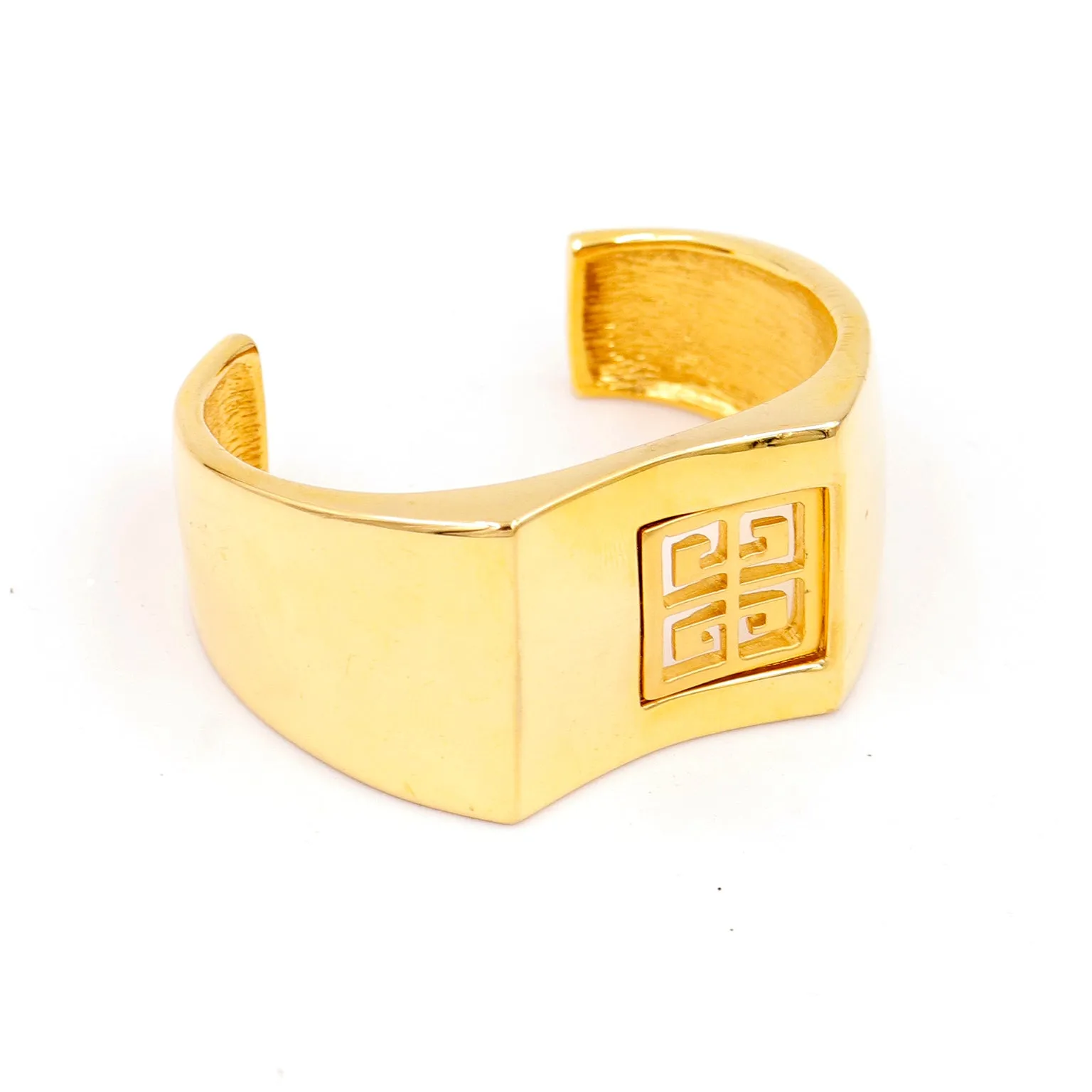 Vintage Givenchy Gold Plated Logo Cuff Bracelet