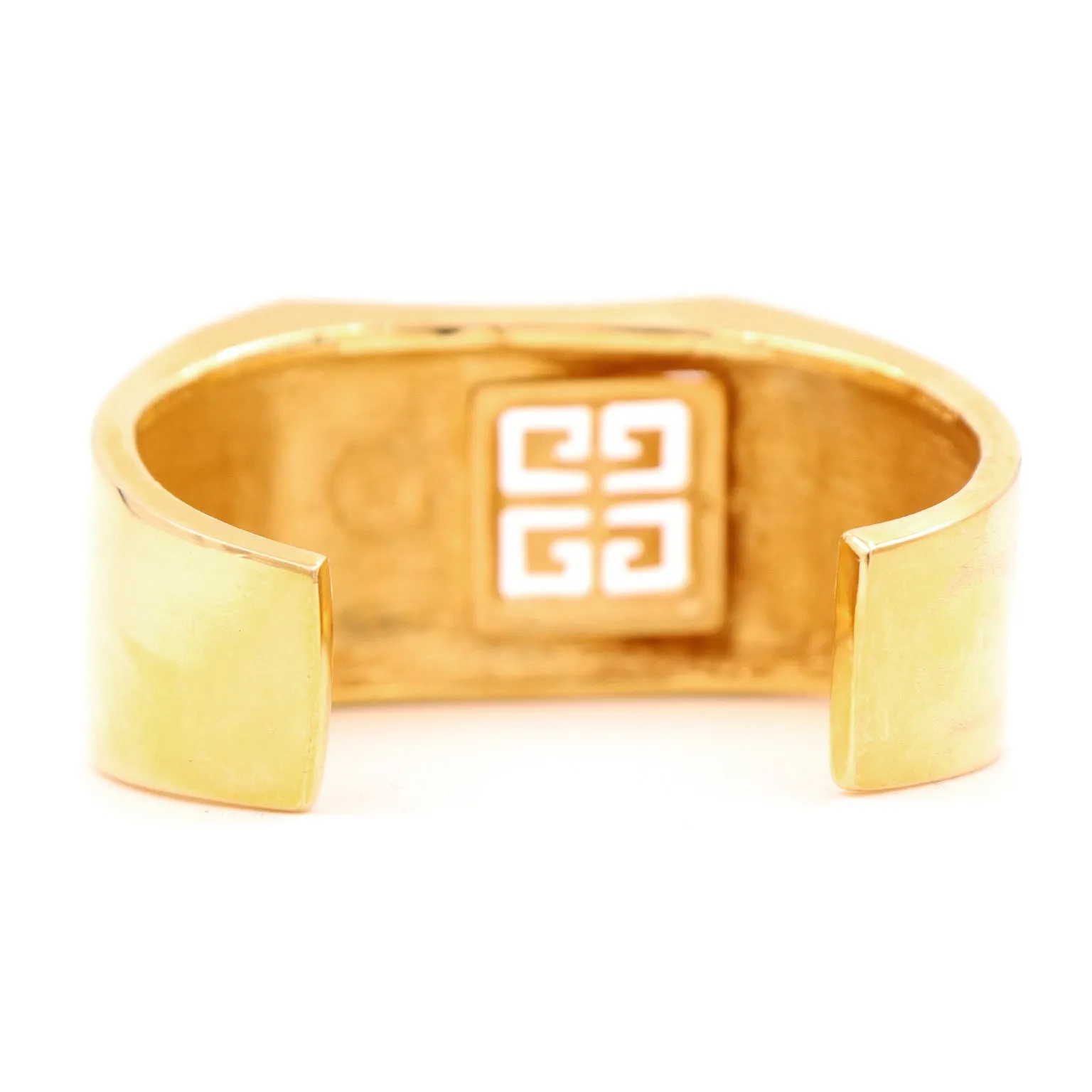 Vintage Givenchy Gold Plated Logo Cuff Bracelet