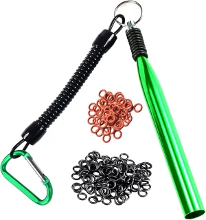 Wacky Rig Tool with Fishing O-Rings, Wacky Worm Rigging Tool Kit for Senko, Fishing Ring Rigging Tools for Clip Soft Baits Worms with Keychain Lanyard Fishing Bait Rigs