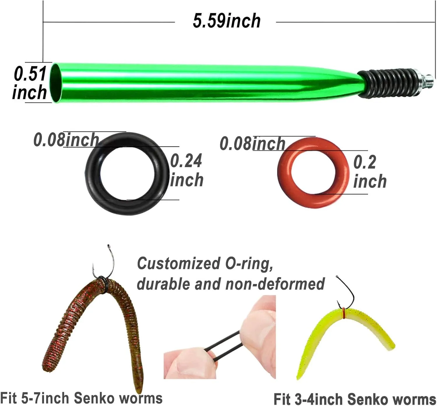Wacky Rig Tool with Fishing O-Rings, Wacky Worm Rigging Tool Kit for Senko, Fishing Ring Rigging Tools for Clip Soft Baits Worms with Keychain Lanyard Fishing Bait Rigs