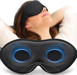 Weighted Eye Mask for Sleeping, Blackout 3D Contoured Sleep Mask with Adjustable Strap for Women Men, Memory Foam, Gentle Pressure Relief Comfort Eye Cover Blindfold for Insomnia & Travel -Black