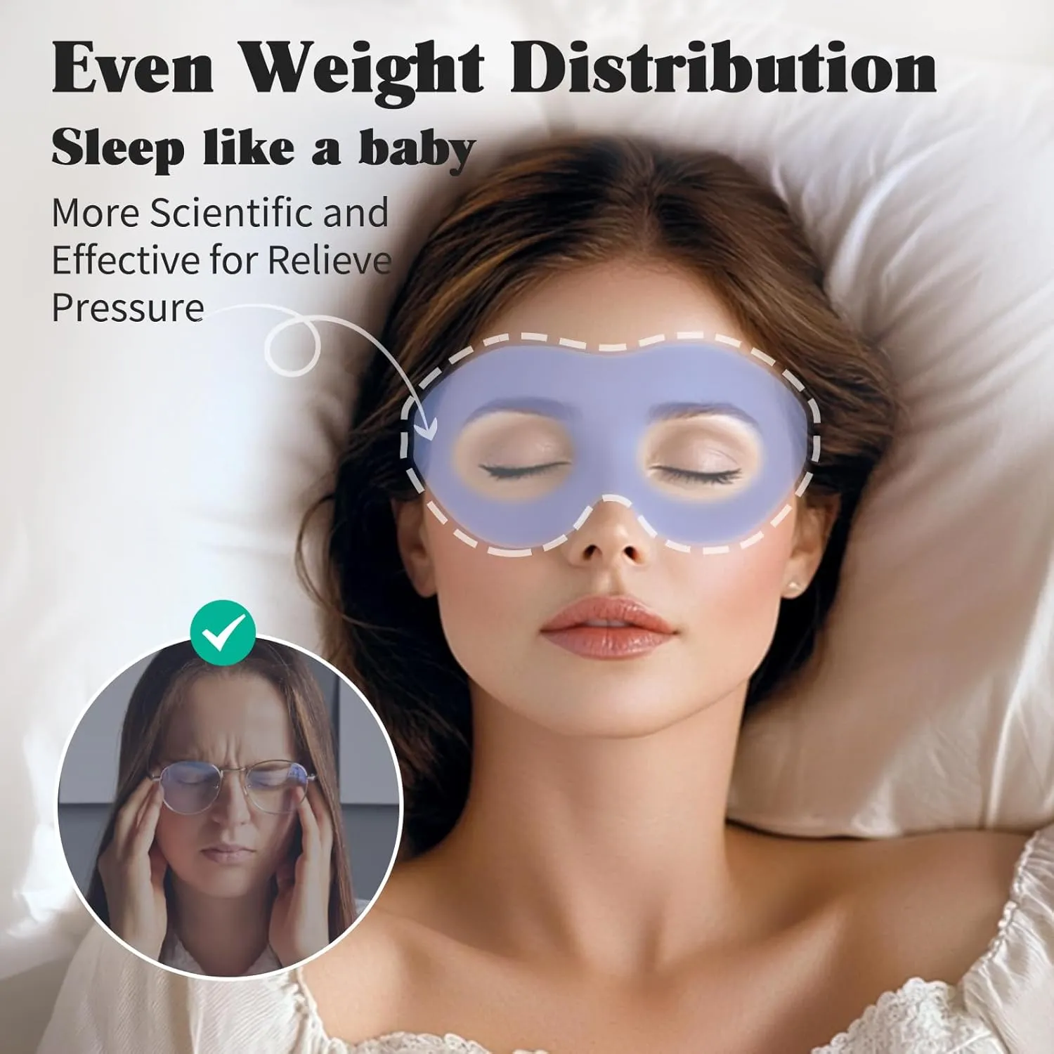 Weighted Eye Mask for Sleeping, Blackout 3D Contoured Sleep Mask with Adjustable Strap for Women Men, Memory Foam, Gentle Pressure Relief Comfort Eye Cover Blindfold for Insomnia & Travel -Black