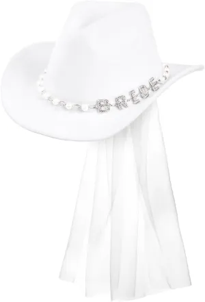 xo, Fetti White Embellished Bride Cowgirl Hat | Rhinestone Bachelorette Accessory, Bridal Headwear, Bach Party Decorations, Bridesmaid Gift, Wedding Outfit