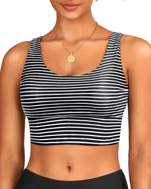 Yonique Women Sports Bra Bikini Top Swim Bra Athletic Swim Top Scoop Neck Bathing Suit